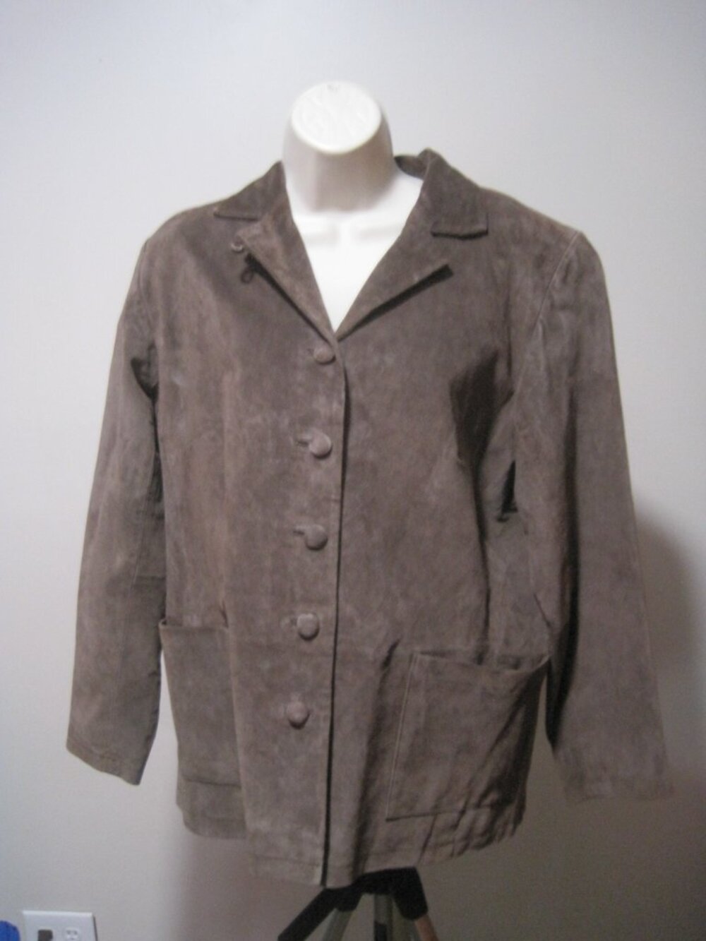 Vintage Stan Herman Studios Women's Medium Button Up 100% Leather Brown Jacket